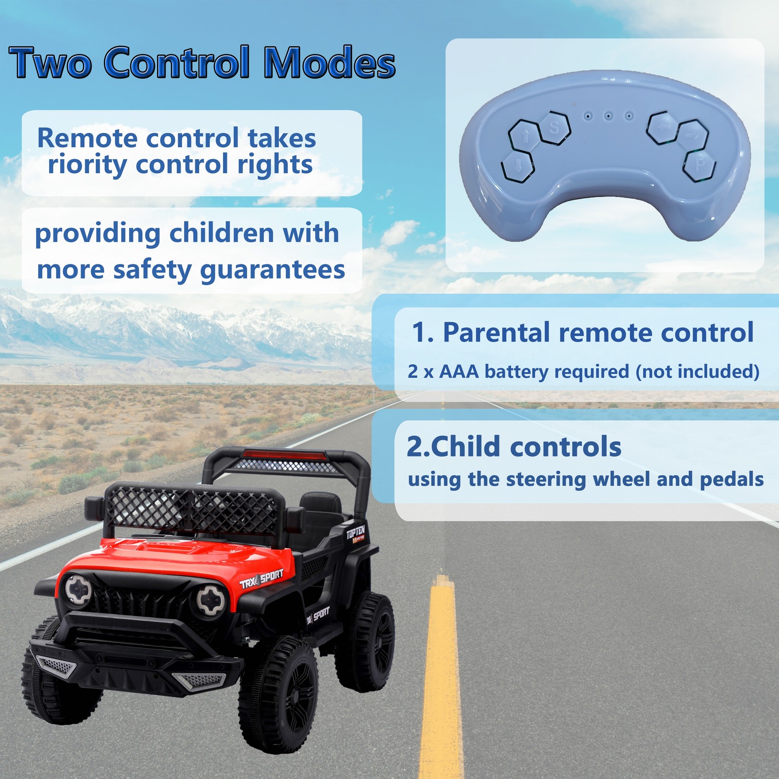 Ride on Car Kids Electric Car with Remote Control Swing for 3~6 Years Gift Red