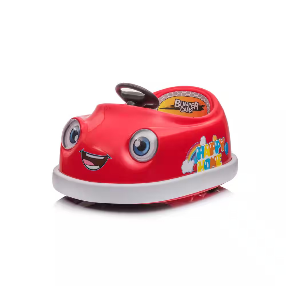 12-Volt Dual Bumper Car for Kids 1-6-Years Old Electric Car W/Pushrod Dinner Pla