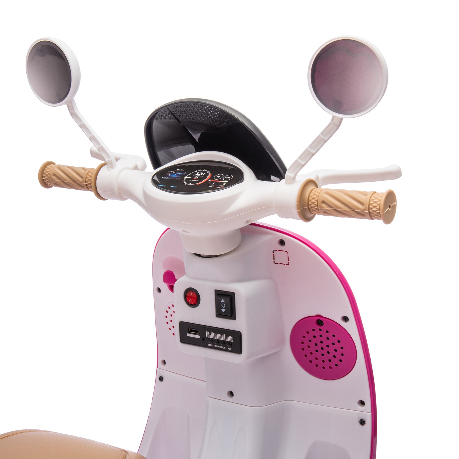 12V Two Motors Kids Ride On Level Up Two-seater 3 Wheel Toy for Kids 3-6 Rose