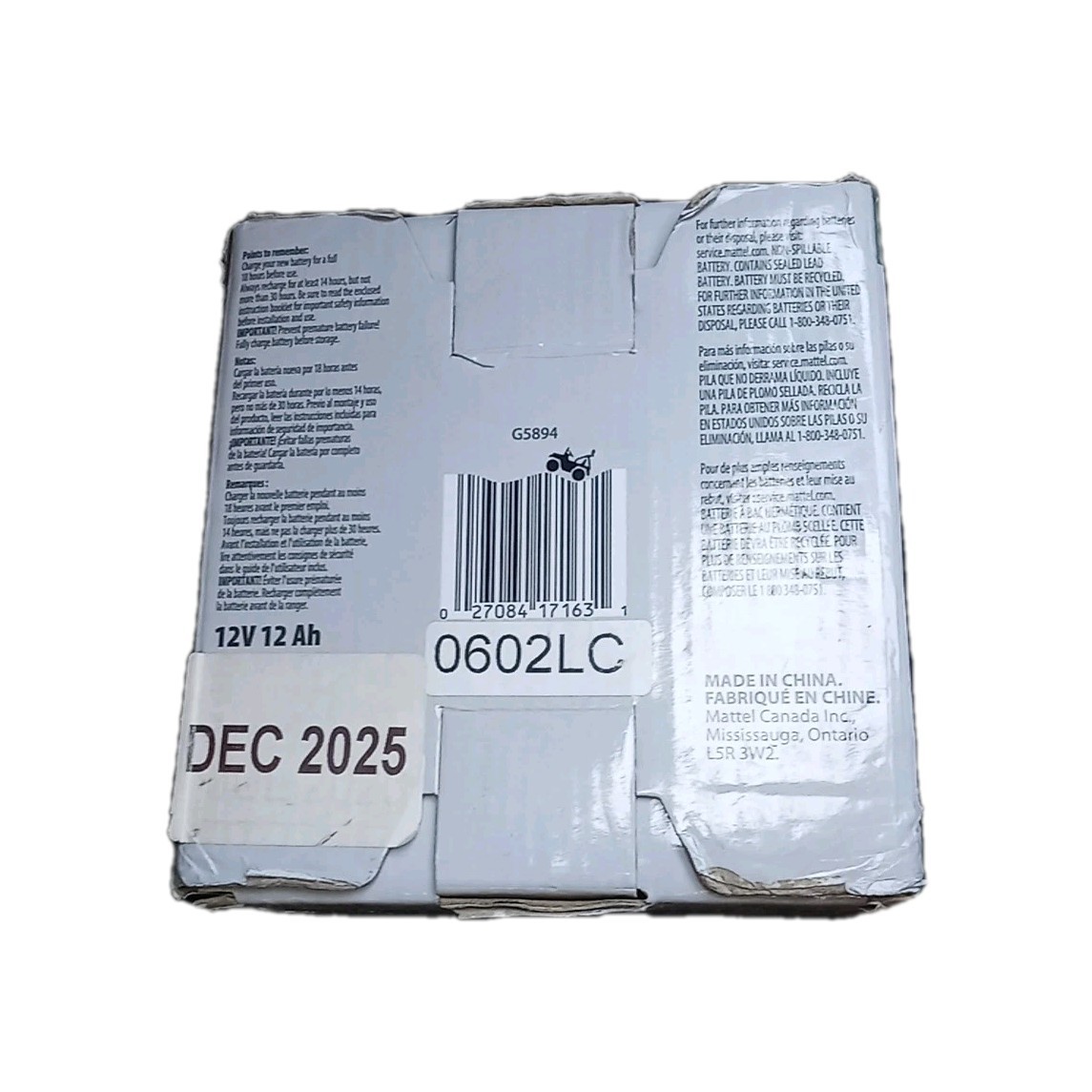 12 Volt Power Wheels GENUINE rechargeable Replacement Battery G5894 – BRAND NEW!