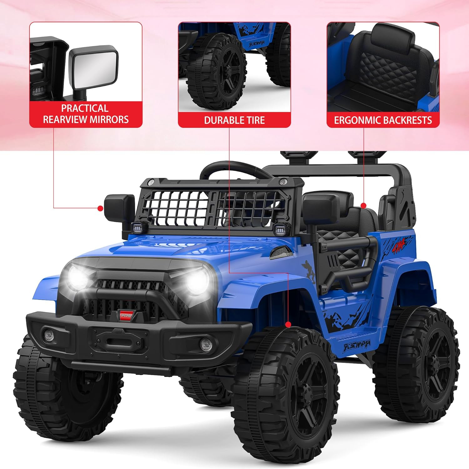 Remote Control Kids Ride on Truck 12V – Electric Car for Toddlers 3-8 Years, 65L