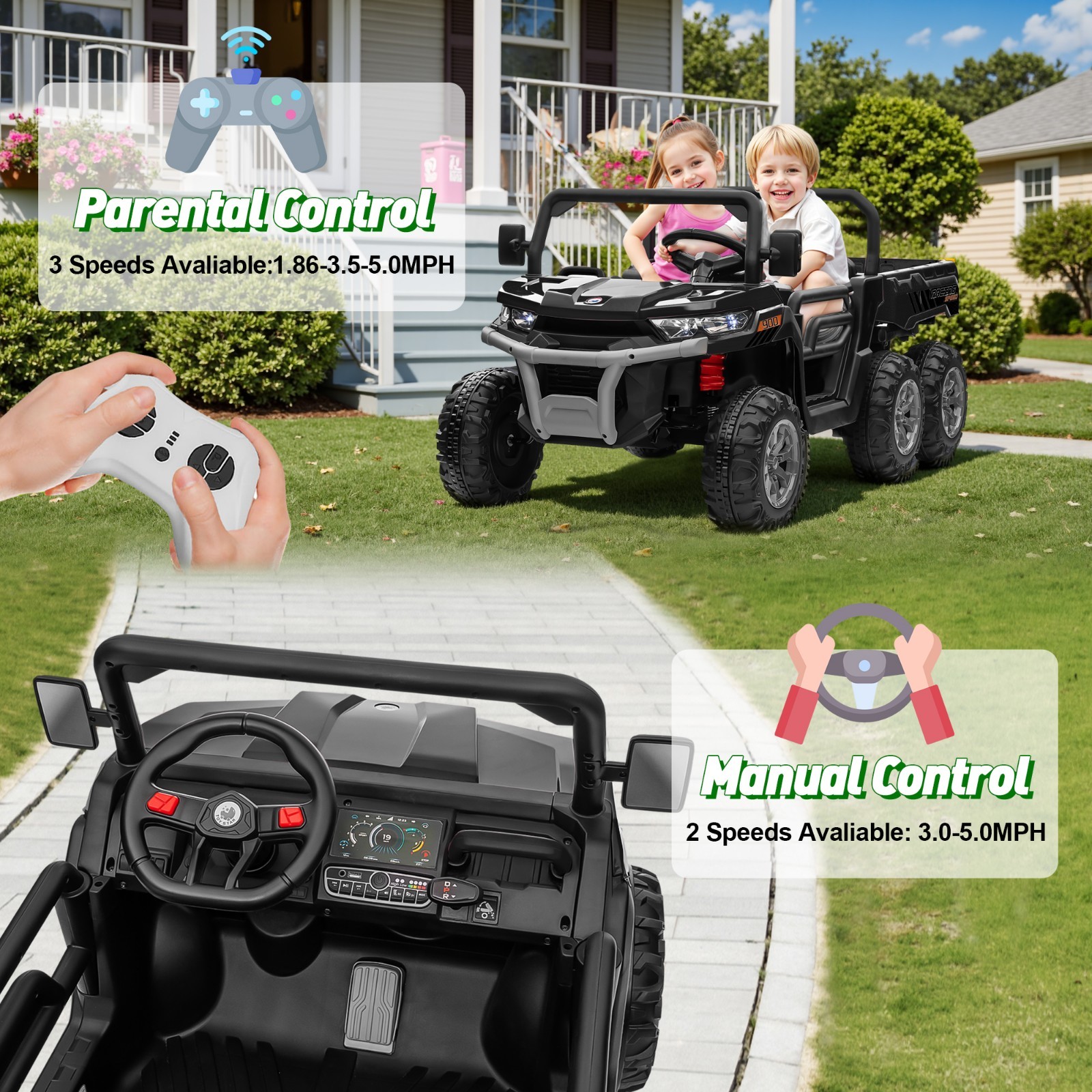 24V Pink Kids Ride-On Dump Truck with Remote Control, Working Dump Bed