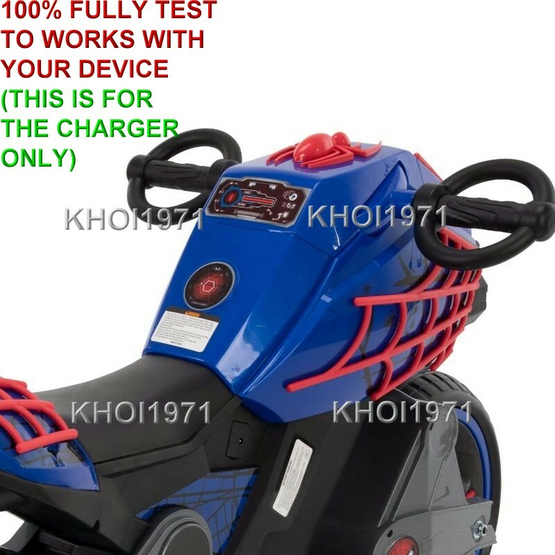 WALL charger AC adapter FOR 17169 HUFFY Marvel Spider man motorcycle ride on