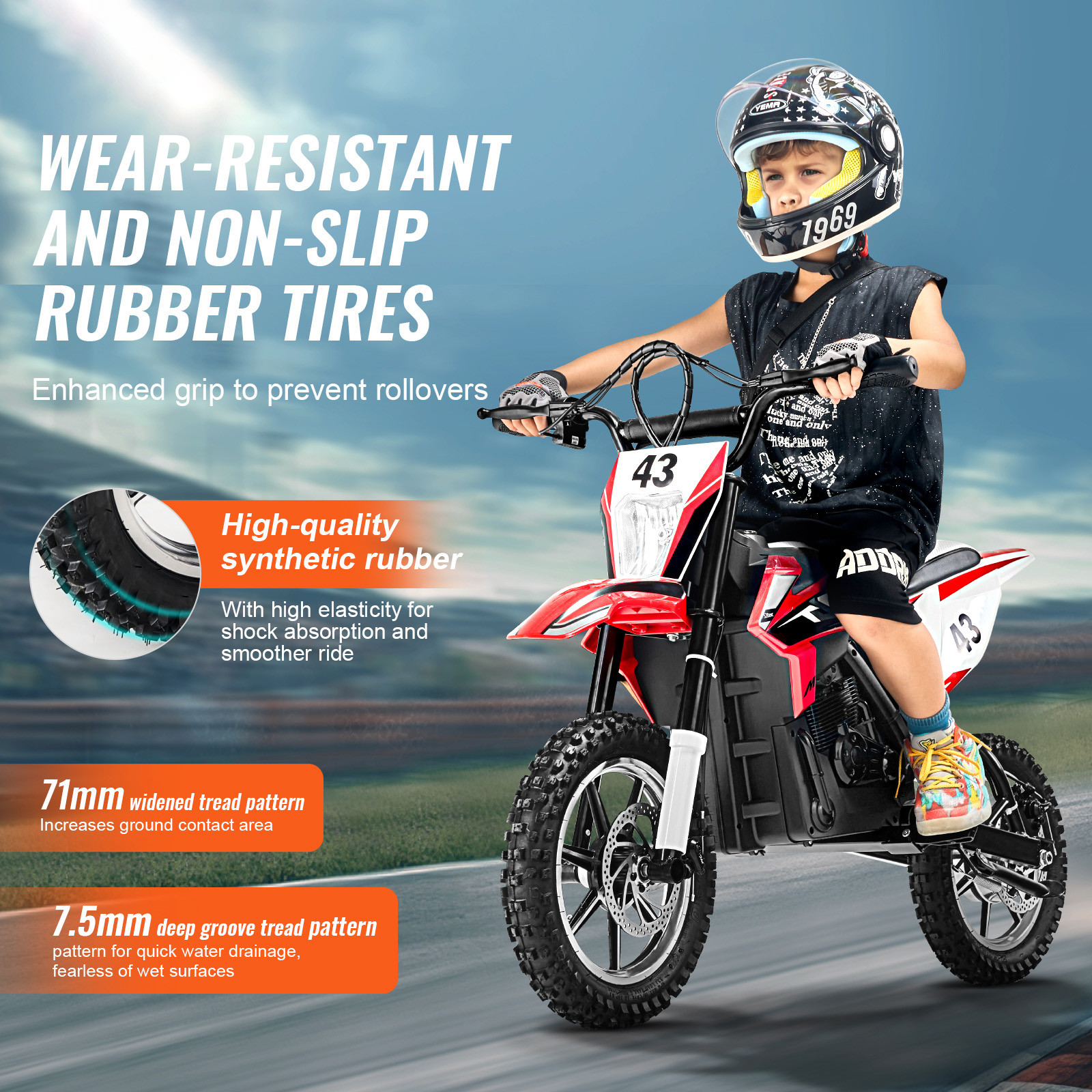 Kids Ride on Motorcycle 36V Electric Motorbike with LED for Kids Aged 14+