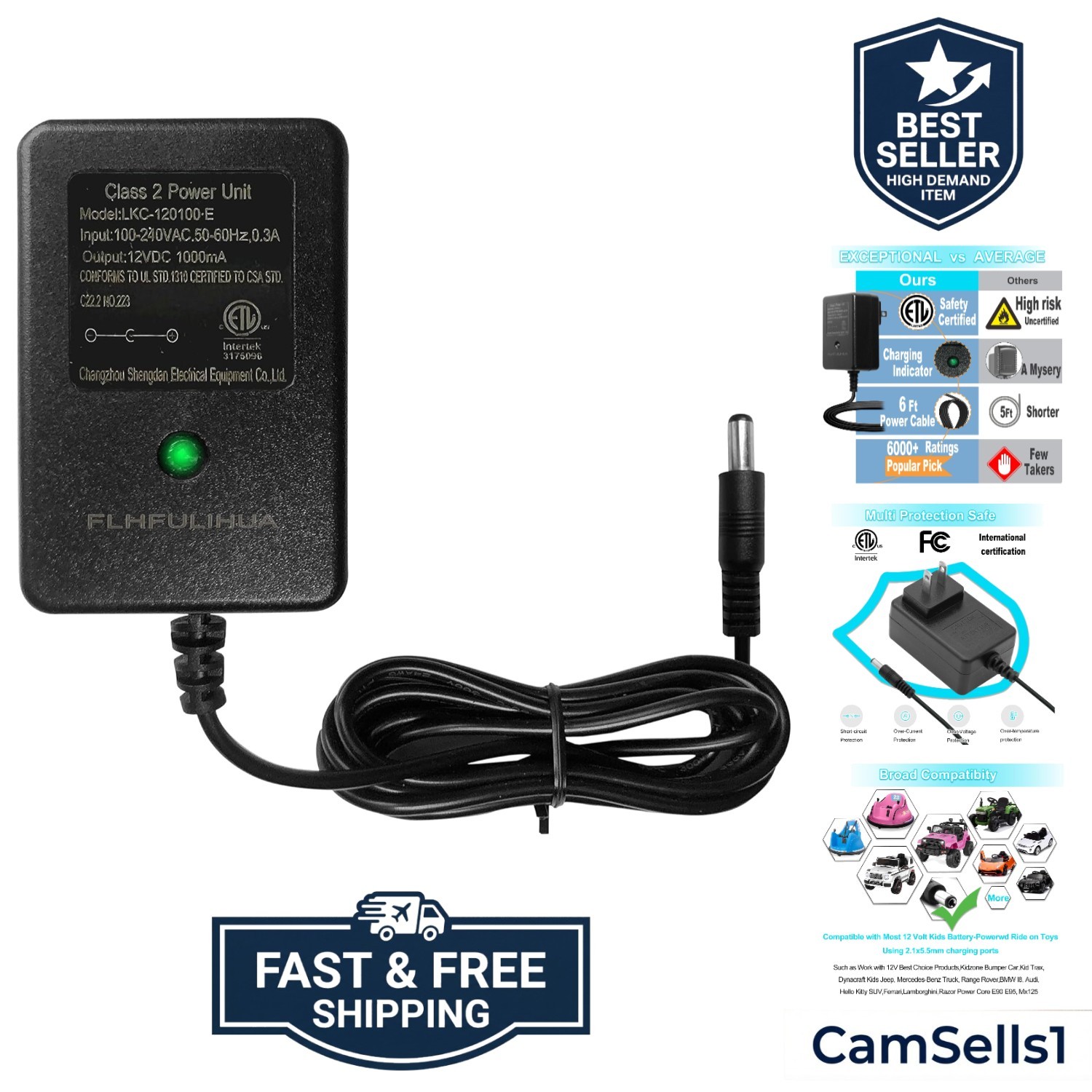 12 Volt Battery Charger for Kids Ride on Toys – Universal Charger for Best Ch…