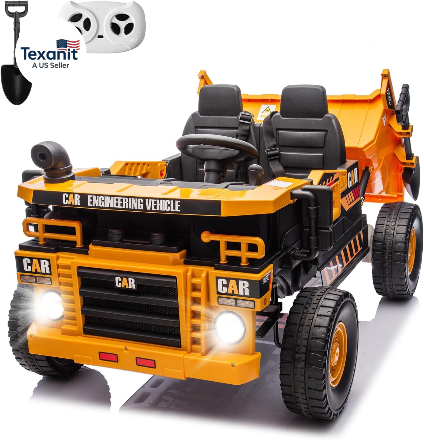 2-Seater Electric Ride on Truck Toy Car Construction Vehicle for Boys, 12V Kids