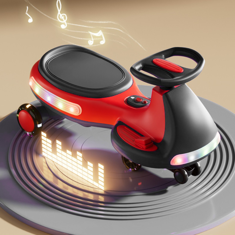 Electric Ride On Wiggle Car, LED & Music, Anti-Rollover, for Boys Girls Ages 3+
