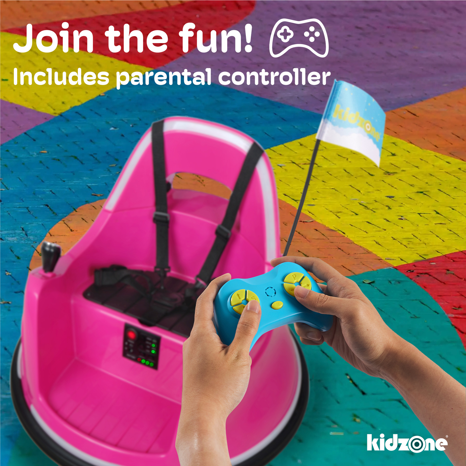 Kidzone 360°Spin Wifi Bumper Car for Toddlers & Kids, ASTM Certified