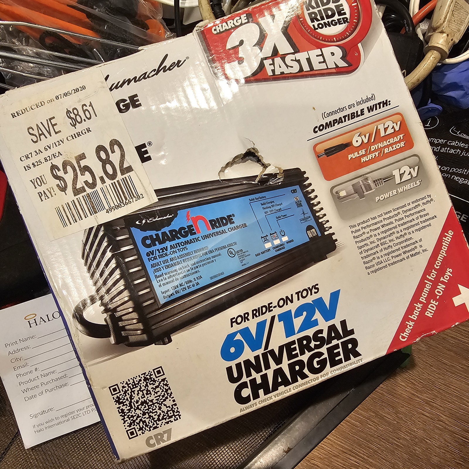 Schumacher Charge n Ride CR7 6V/12V Universal Charger for Ride-On Toys, MPN CR7