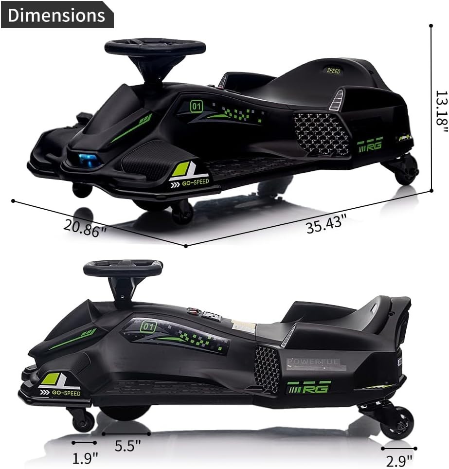 24V Electric Drift Car for Kids – Powerful RC Racing, Ages 8+,Perfect Gift,Black