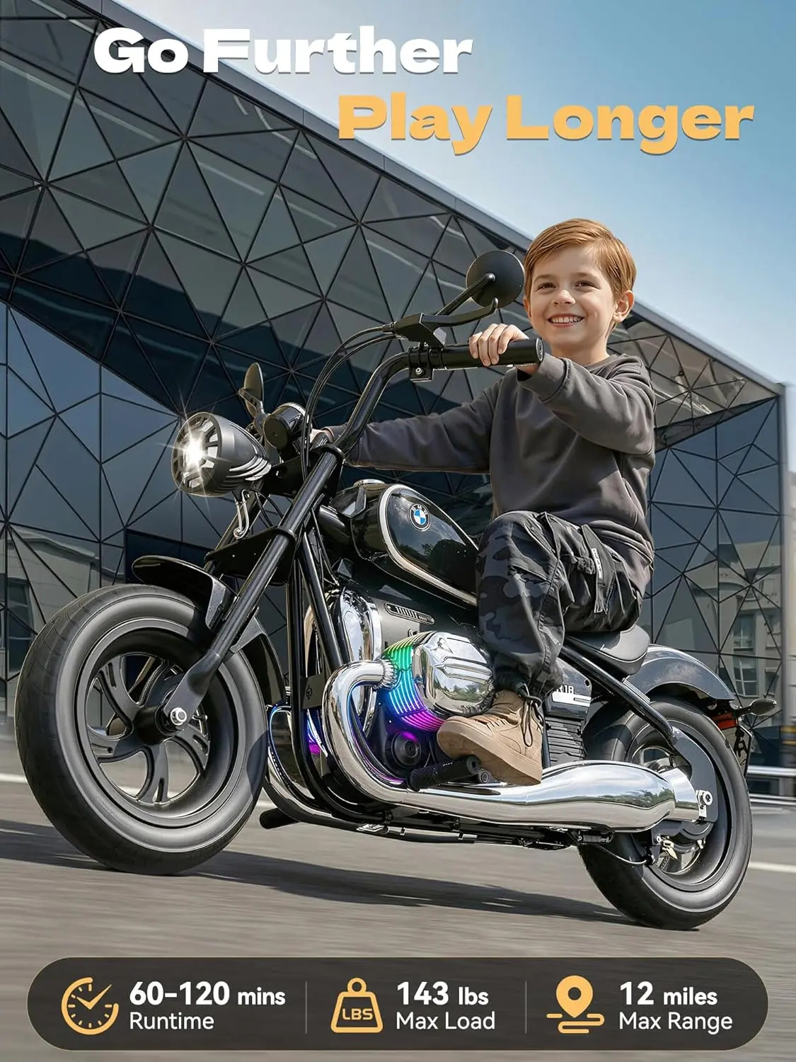 Licensed BMW 24V Electric Motorcycle for Kids 5+, Kids Electric Dirt Bike W/Peak