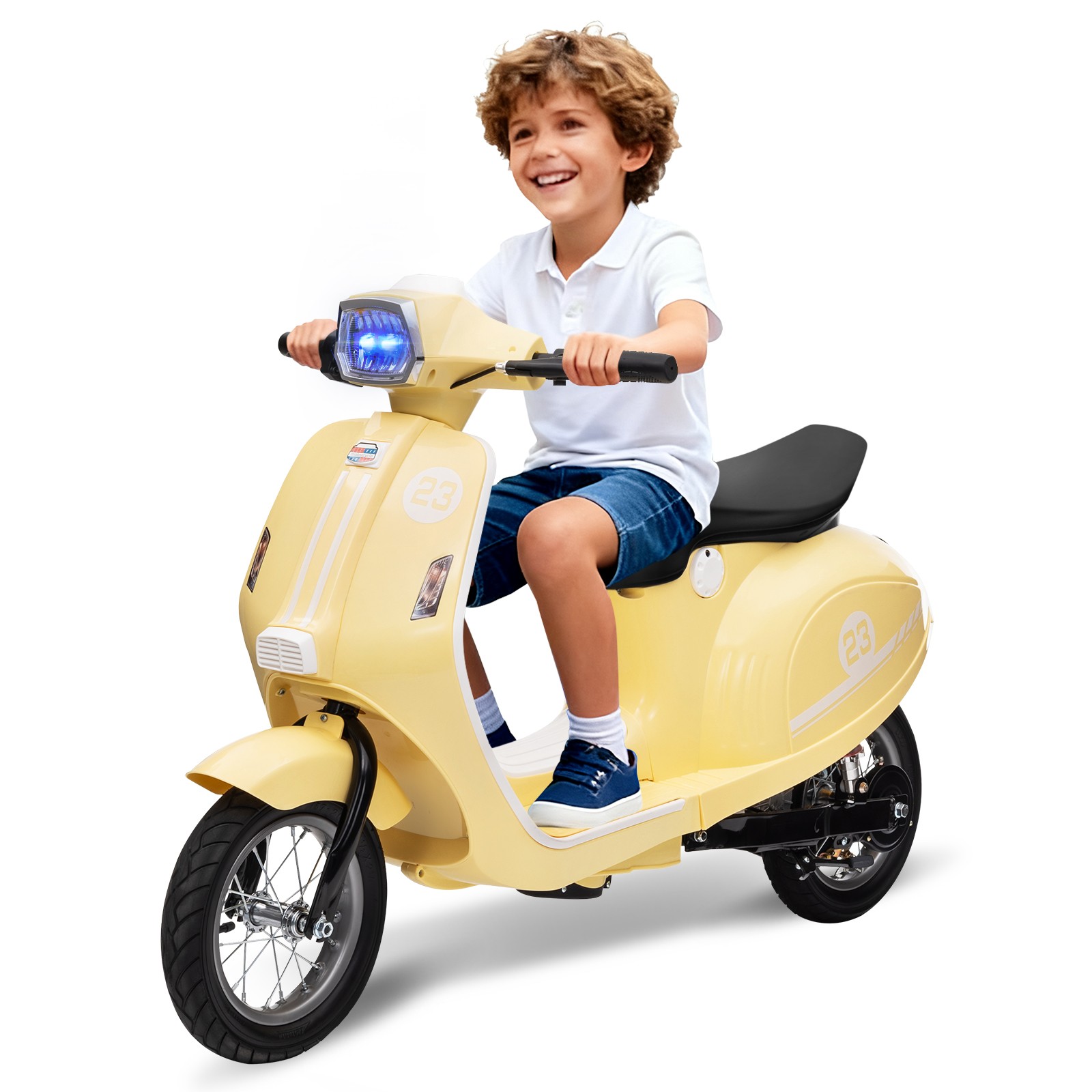 24V Electric Moped Scooter for Kids Ages 8-14,Motorcycle Toys for Kids with LED