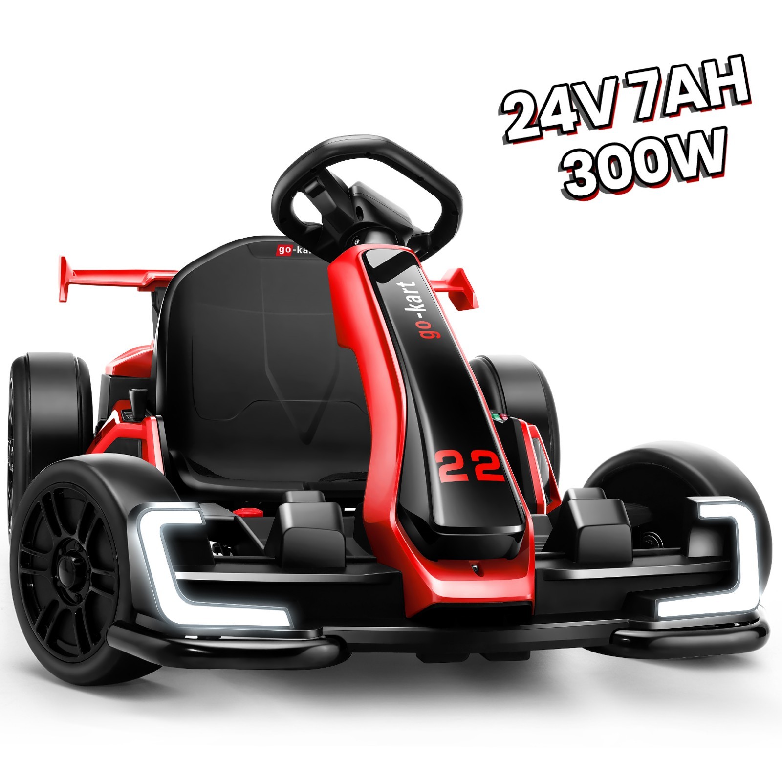 24V 7AH Electric Go Kart 2*150W Powered Drift Kart Ride on Car w/Adjustable Seat