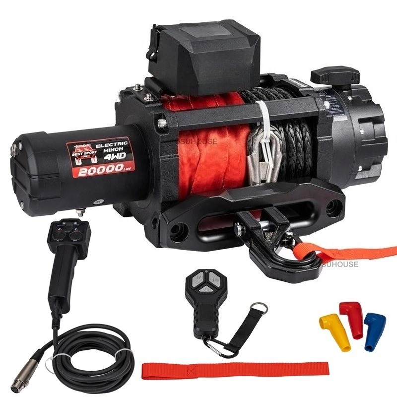 12V Portable Vehicle Self-Rescue Electric Silent Integrated Winch 13,500 Lbs