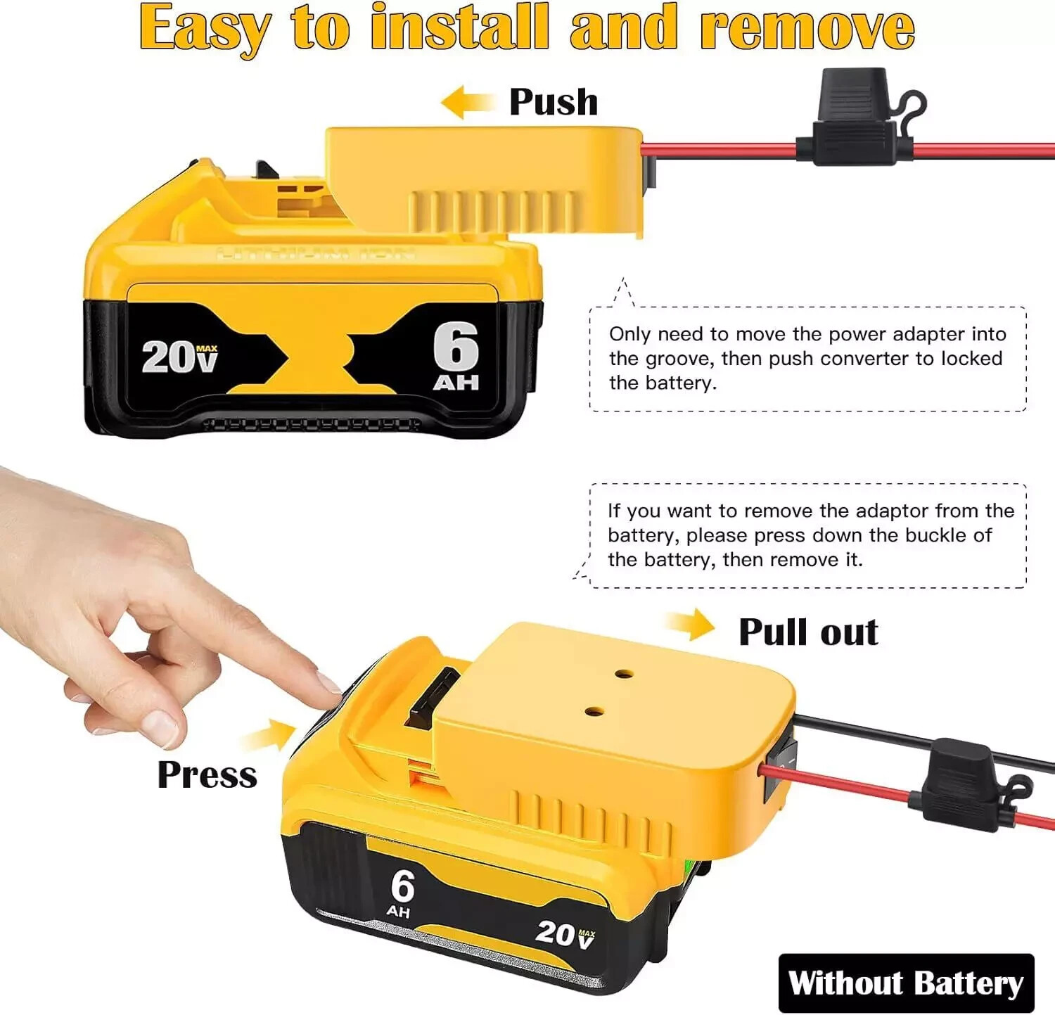 Power Wheel Adapter Compatible with Dewalt 18V20V Wheels Battery Converter Kit