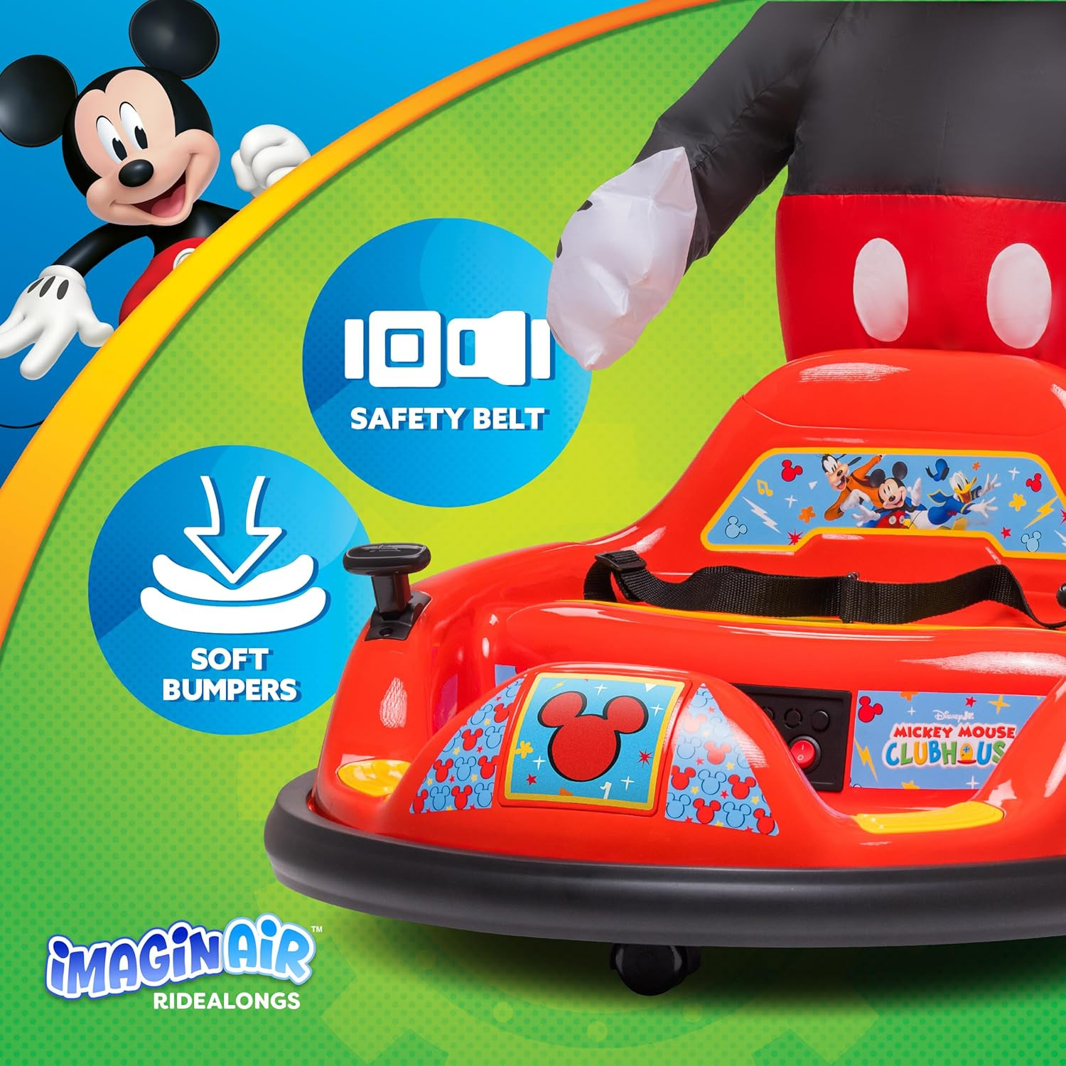 6V Mickey Mouse Toys Toddler Bumper Car – Ride on Toddler Toy, Kids Electric Bum