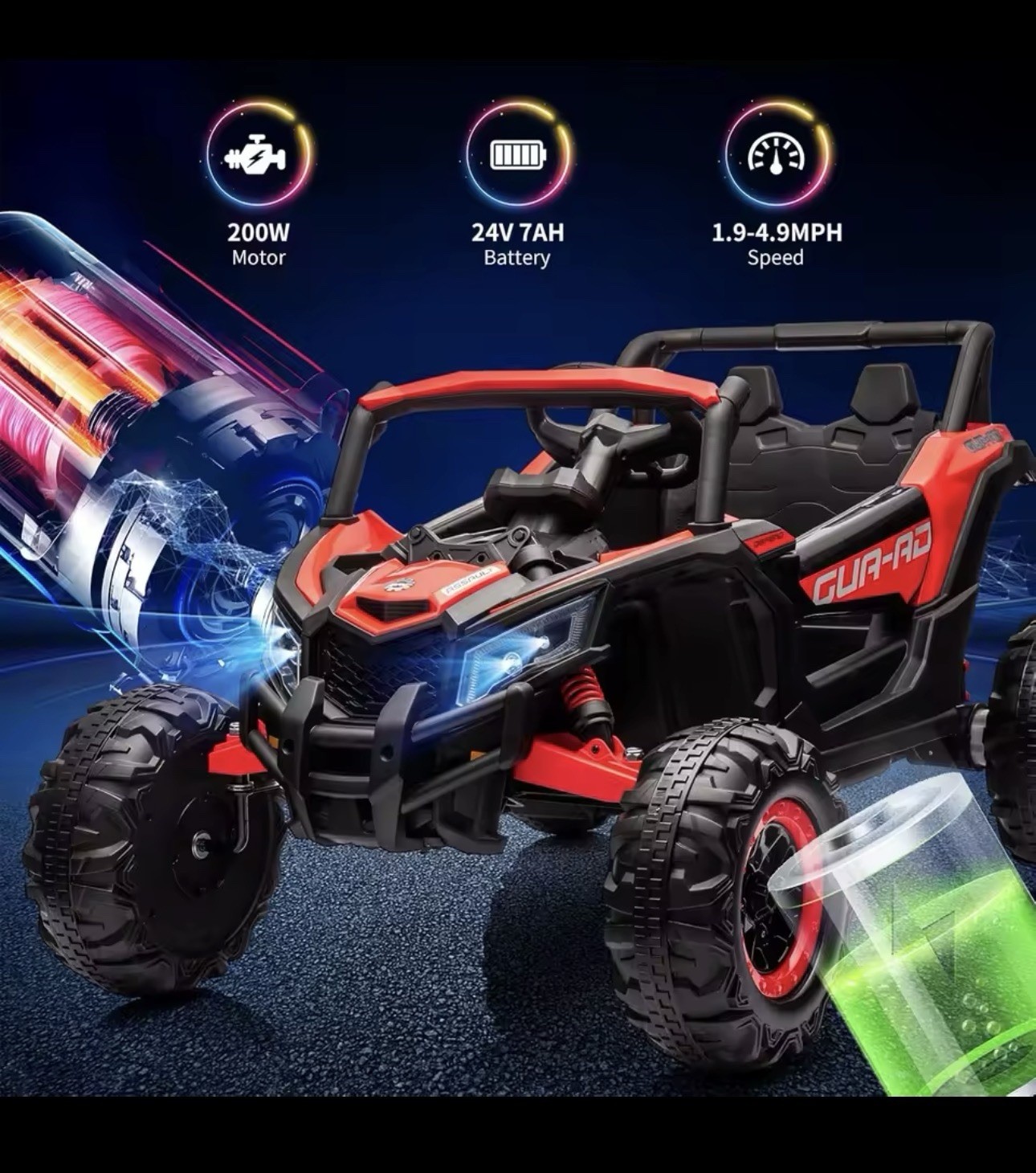 24V Kids Ride-On UTV Car w/ Remote Control, LED Headlights, Music Panel