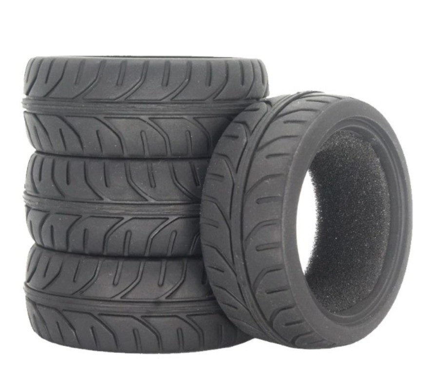 4PCS 26mm X-pattern Soft Rubber Tire for 1/10 Tamiya Wheel Rim On Road RC Car