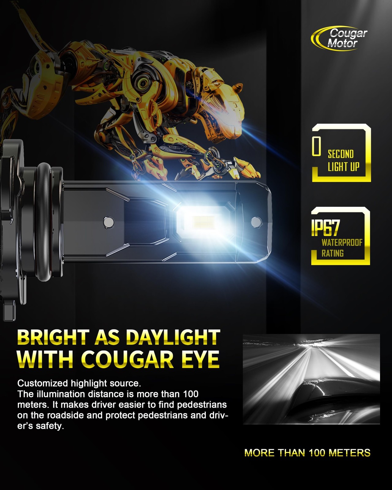 Cougar Motor 9006 Fog Bulbs, Non-Polarity Offroad Auxiliary Bulbs ATV UTV Qui…