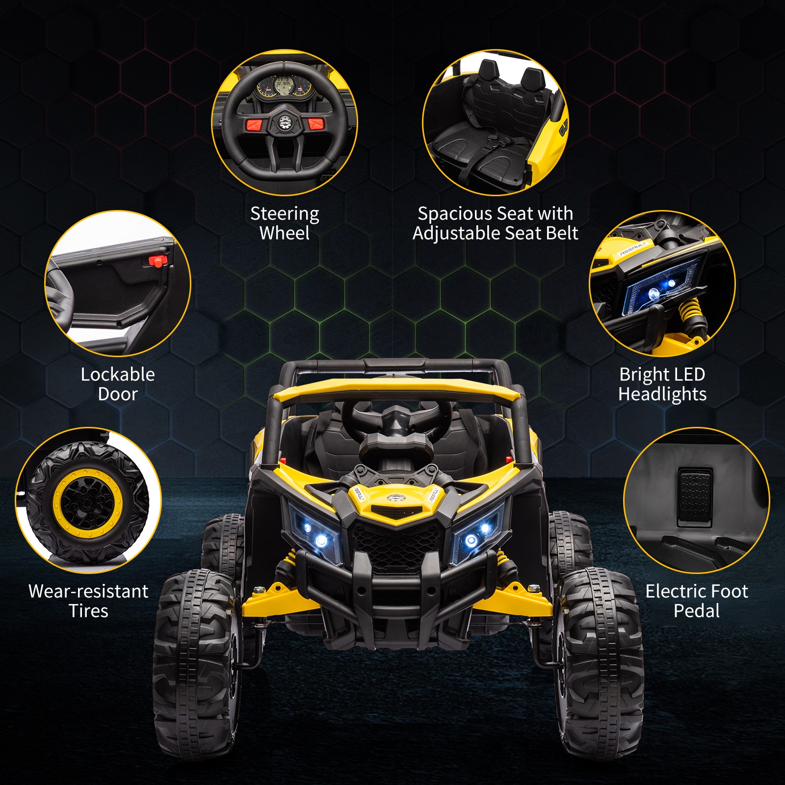 24V 2-Seater Electric Ride-On Car with RC,2 Motors,Toys Gifts for Boys and Girls