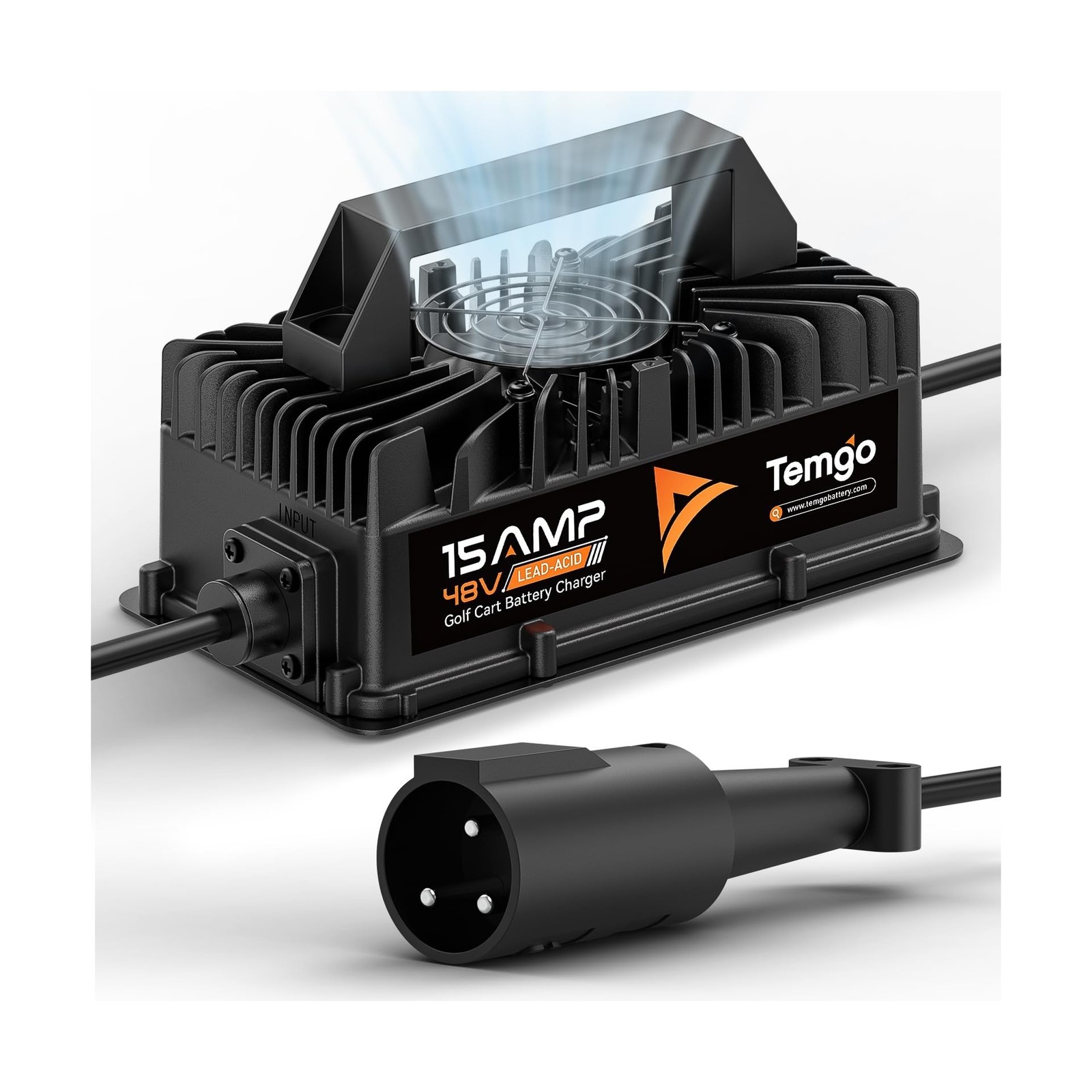 15 AMP 48 Volt Golf Cart Battery Charger for Club Car, 3-Pin Round Plug Fast …