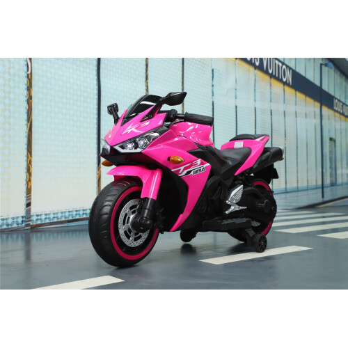 Kids Ride On Dirt Bike 12V Electric Motorcycle for Child W/ Training Wheels Pink