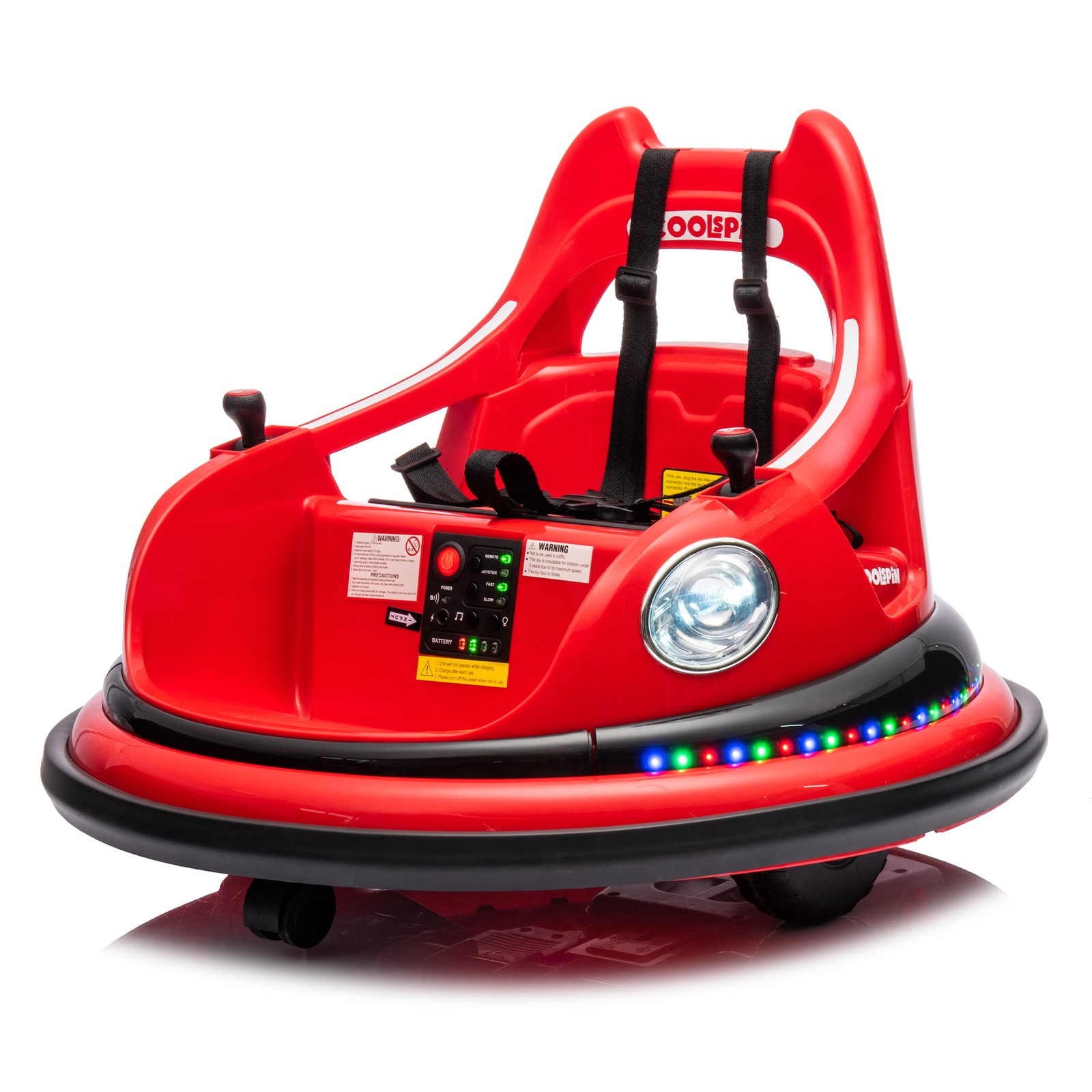 12V Ride on Bumper Car for Kids Electric Car for Kids 1.5-5 Years Old LED Red