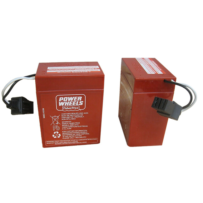 Power Wheels 00801-0712 2pc Red Battery 6V Fisher Price Genuine