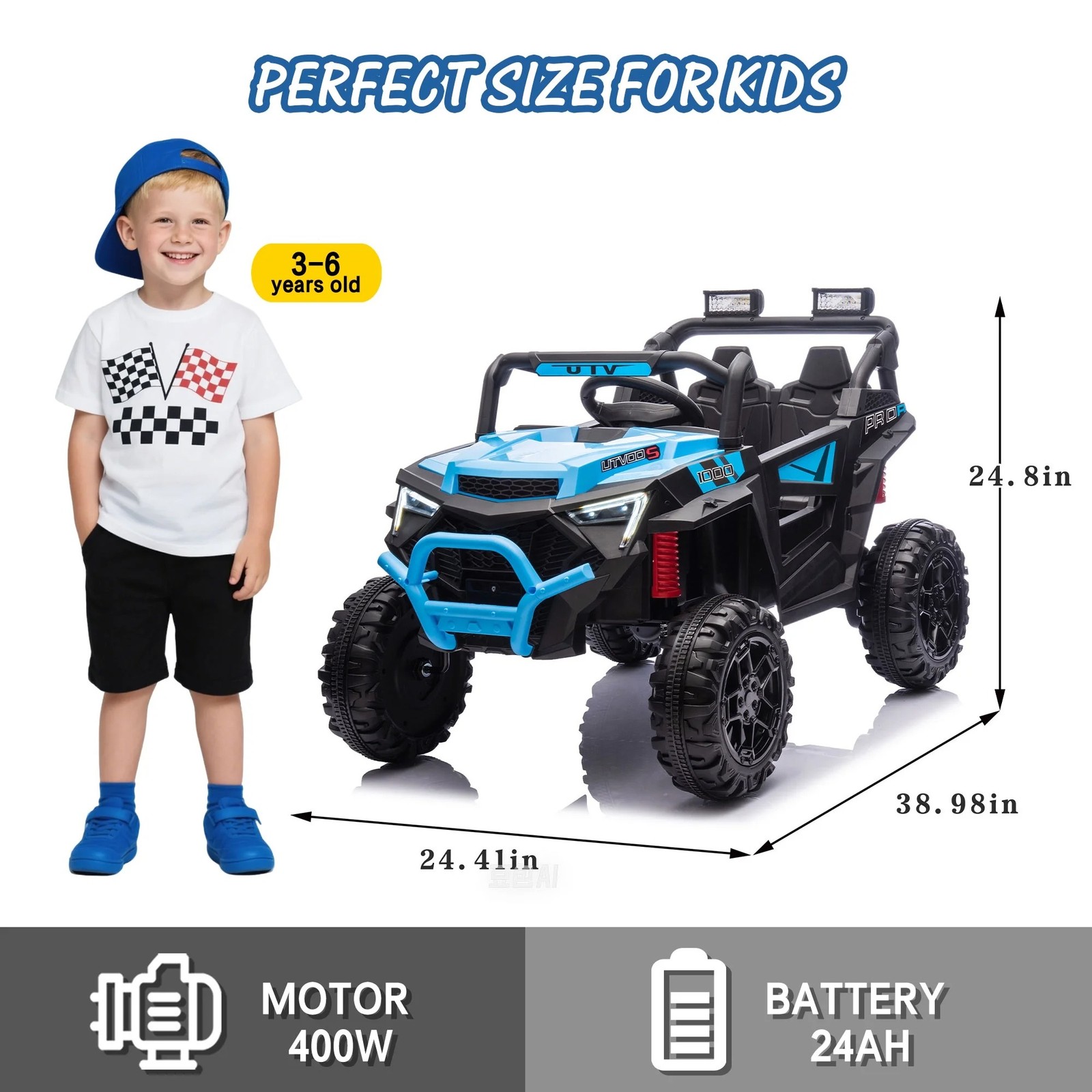 Kids Electric Ride on Truck 24V 2 Seaters Jeep Battery Power Car Toy with Remote