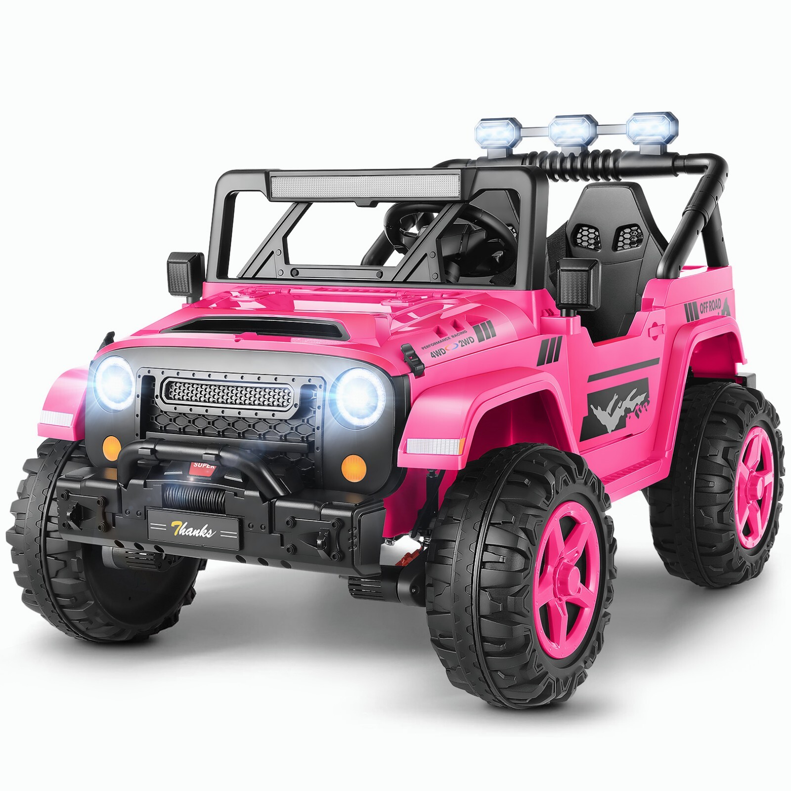 24V 4WD Ride on Cars with Remote Control, 2 Seater Power Wheels w/ 4*200W Motor
