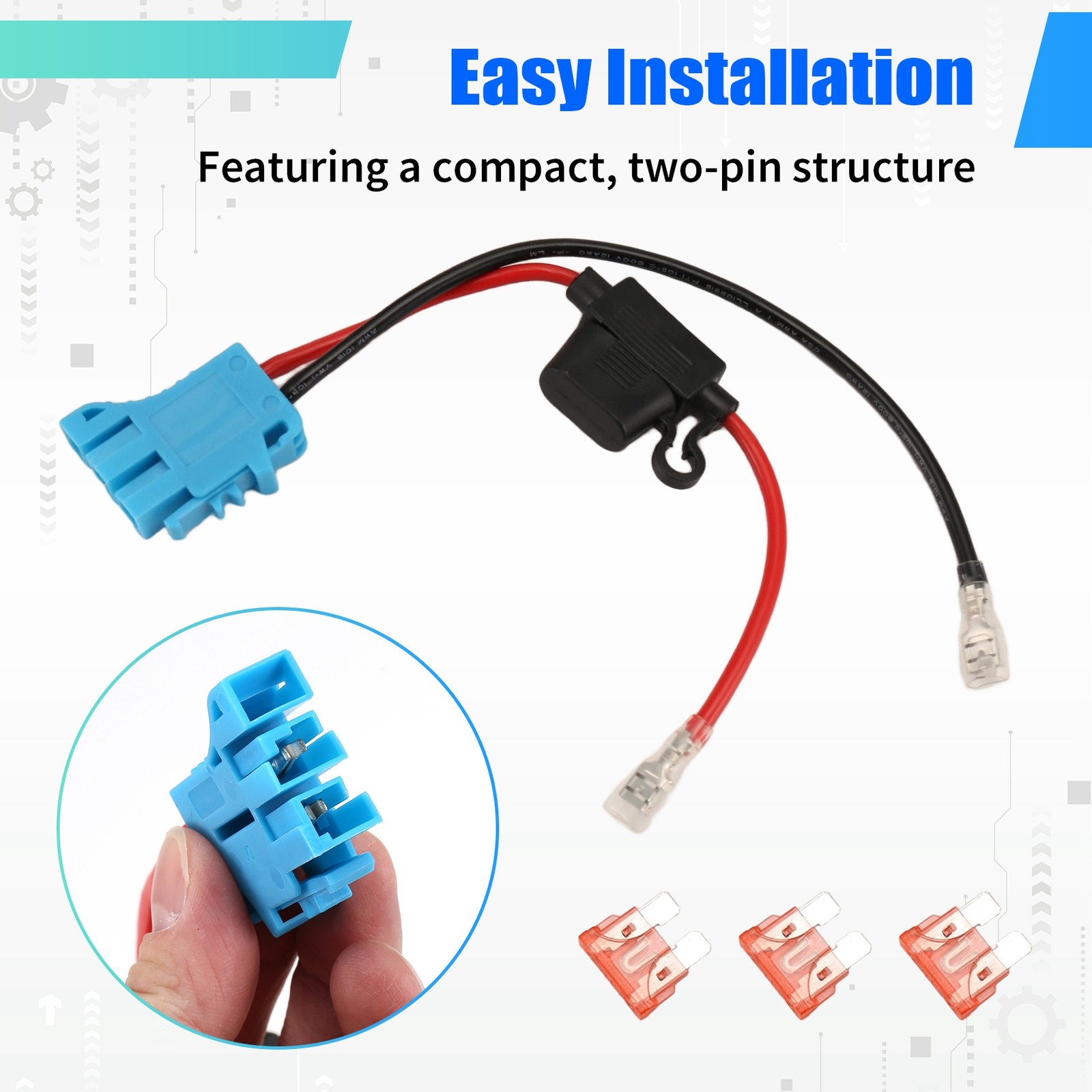12 AWG Wire Harness Connector Replacement Compatible with Peg-Perego 12V1397