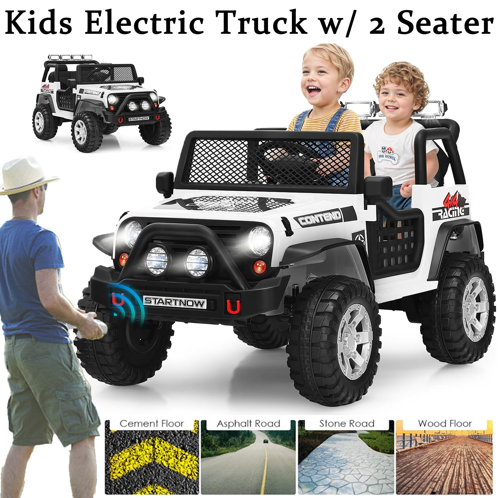 2-Seater Ride on Truck 12V Battery Powered Electric Vehicle w/ Remote Control US