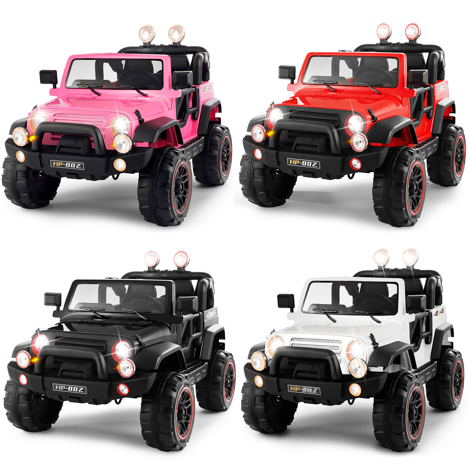 JOYLDIAS 12V Kids Electric Ride On Car Jeep Truck Gift w/RC Pink,Black,White,Red