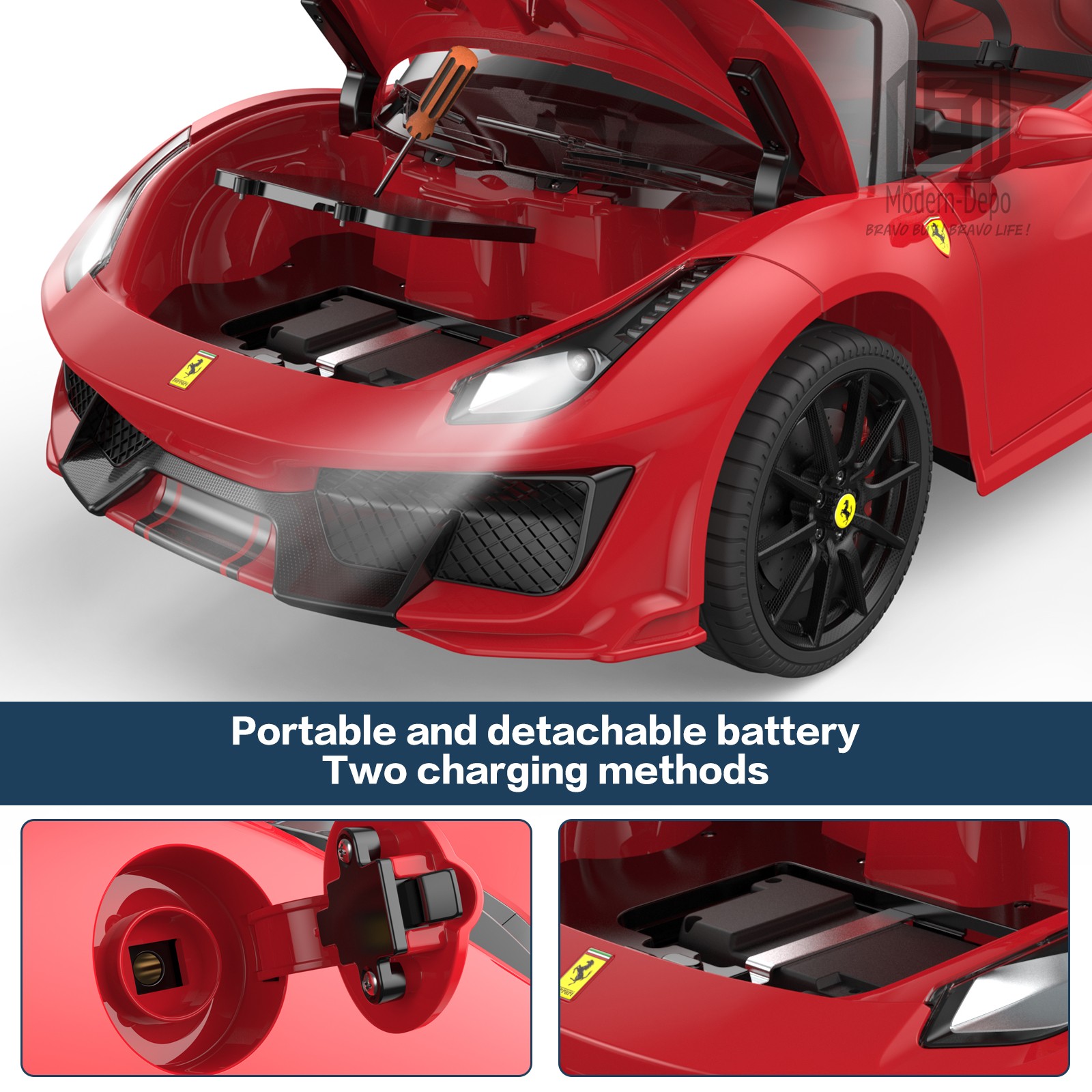 Licensed Ferrari 488 Pista Spider Ride On Car With Speaker, Leather Seat, Brake