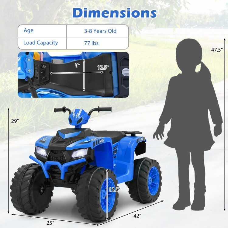 24V Kids Ride-On Electric ATV 2-Level Speed w/ Wireless Connection 3-8 Years Old