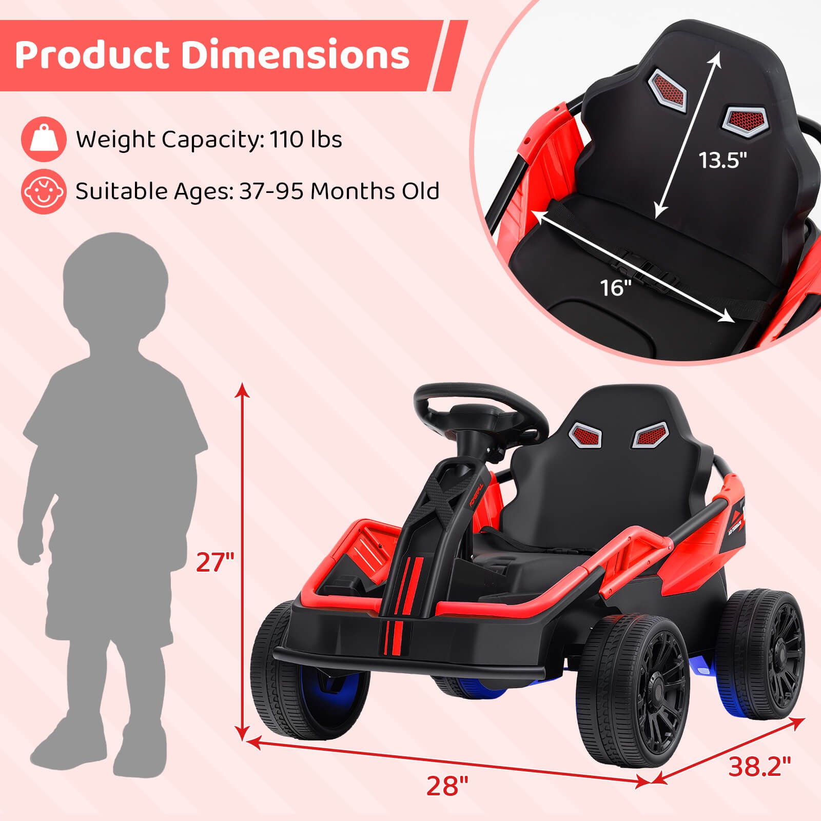 Ride on Car for Big Kids 12V Battery Powered Electric UTV w/Remote Control Red