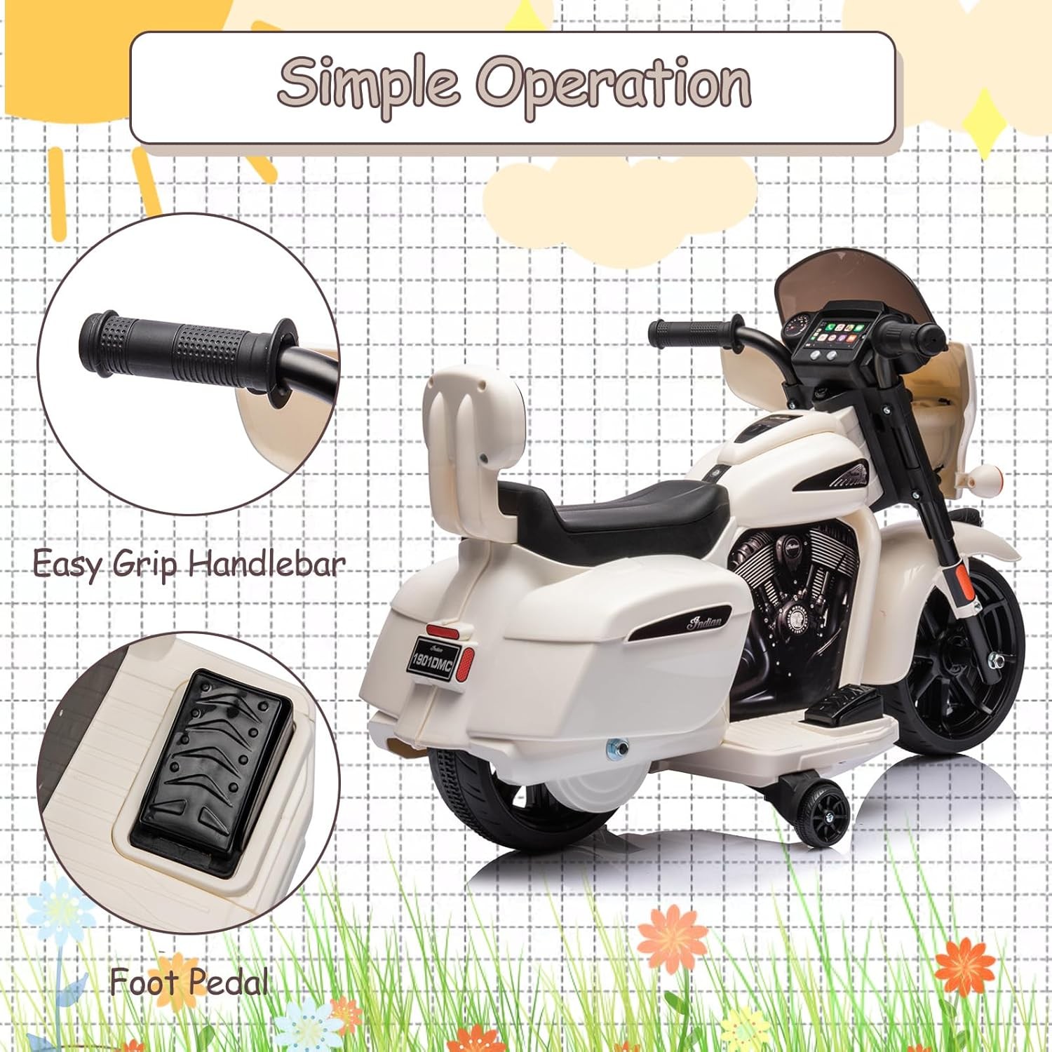 6V Kids Motorcycle,Electric Motorbike w/ Training Wheels,Toddler Motorcycle Gift