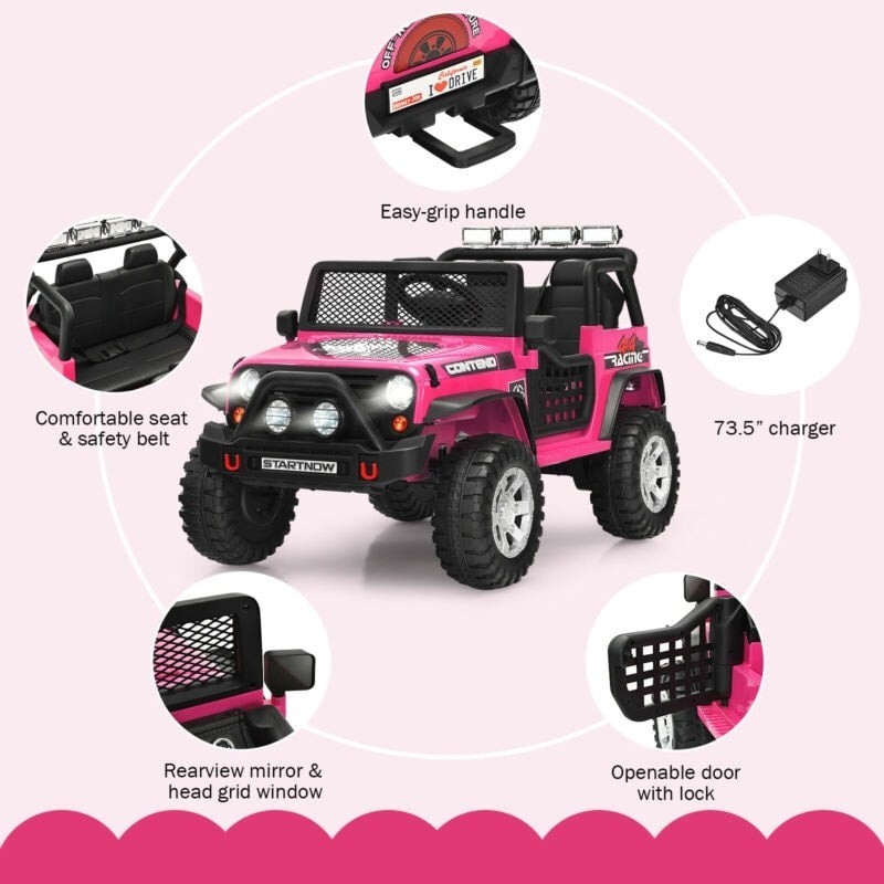 SEHOMY XMX618 Pink Battery Powered Ride-On Car, Vehicles Theme Ages 3-7