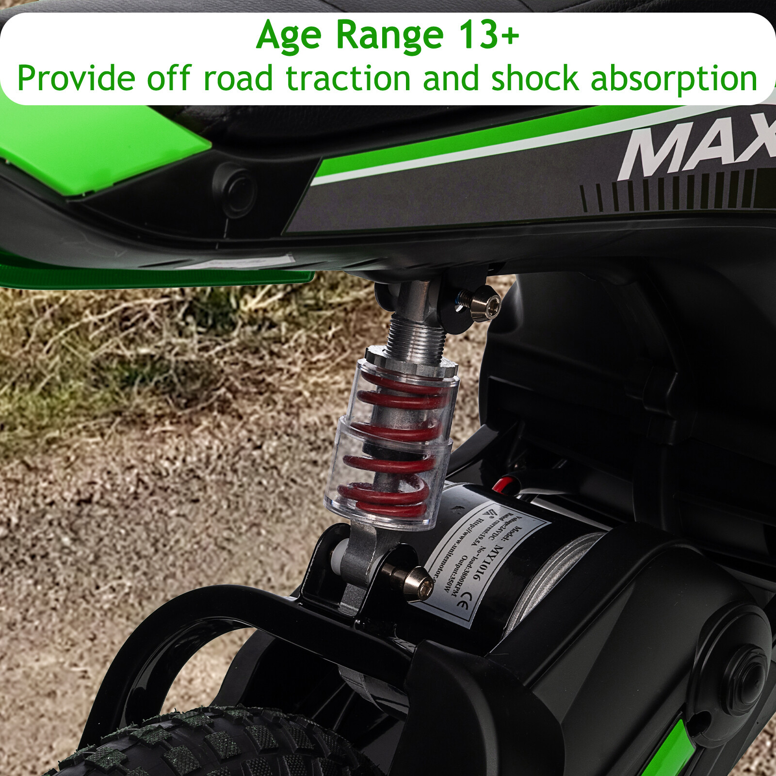 24V Ride On Motorcycle Dirt Bike, Electric-Powered Dirt Bike W/Rear-Wheel Drive