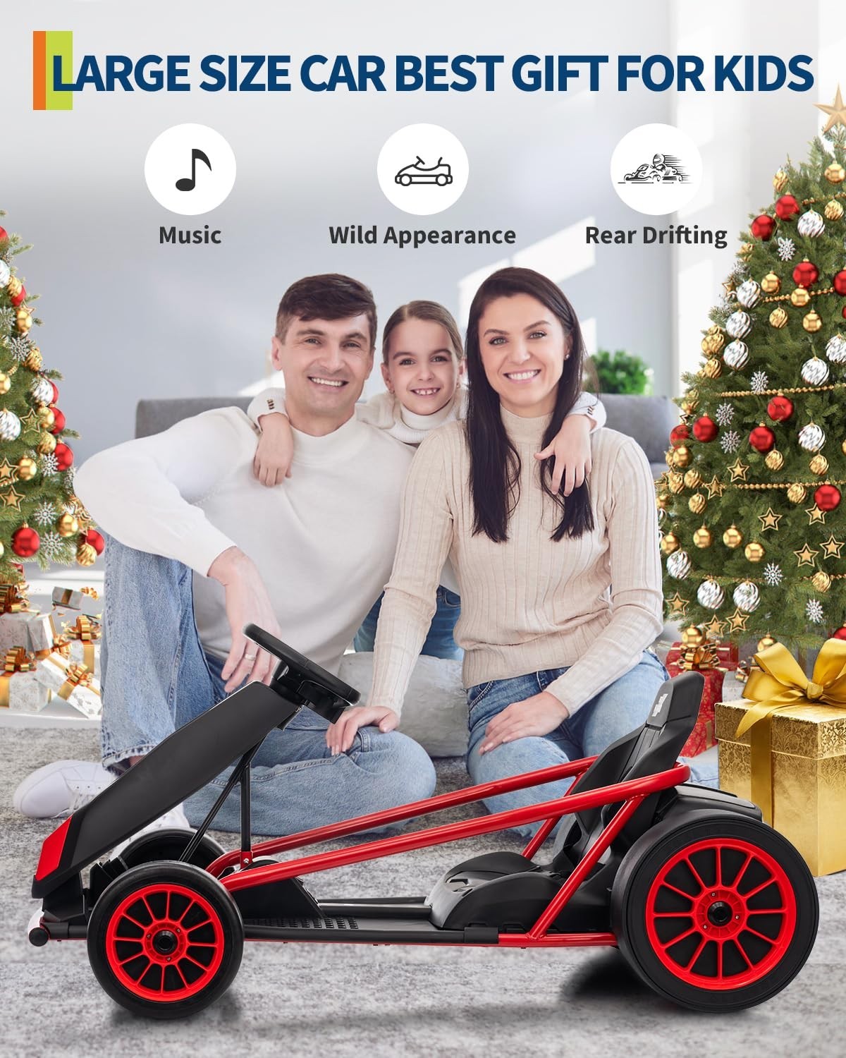 24V Go Kart for Kids High Speed Drifting Outdoor Ride On Toy for Teens W/ Music