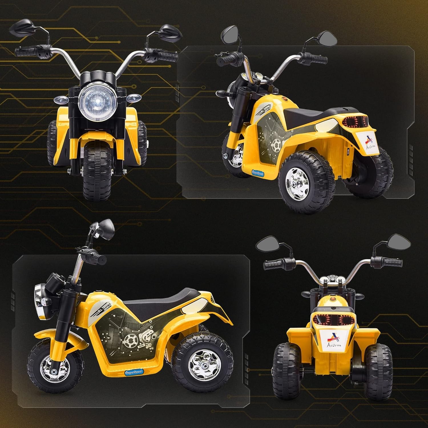 Kids Electric Motorcycle with Horn and Lights – 3-Wheel Ride-On for 18-36