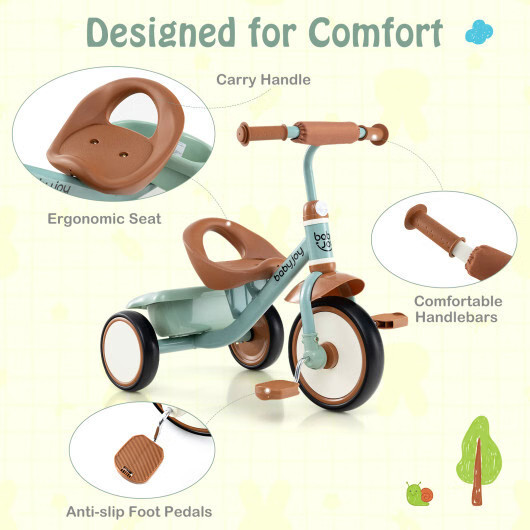 Toddler Tricycle Kids Trike with Adjustable Seat and Storage Basket for Ages 3-5