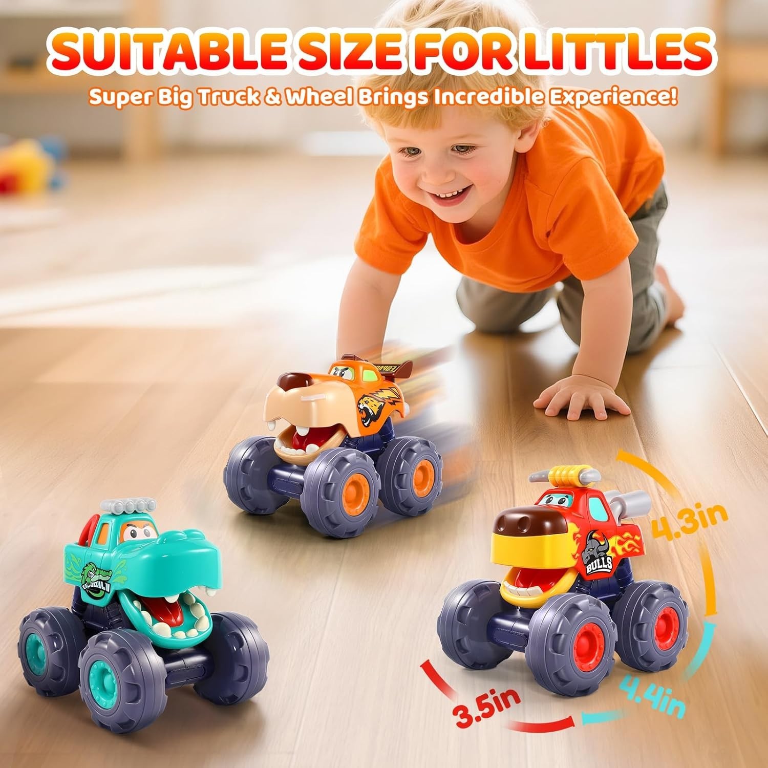Car Toys for 1 Old Boy Gifts, Pull Back Monster Truck Toy Cars for Toddlers …