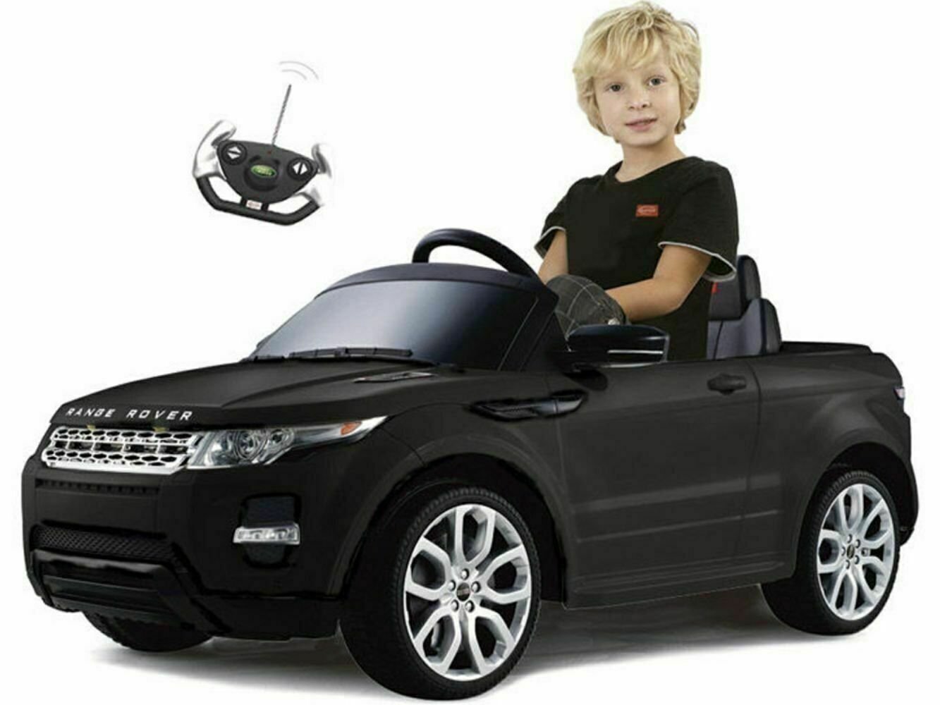 Kids Rastar Land Rover Evoque SUV 12v Black Remote Controlled w/MP3 Connection