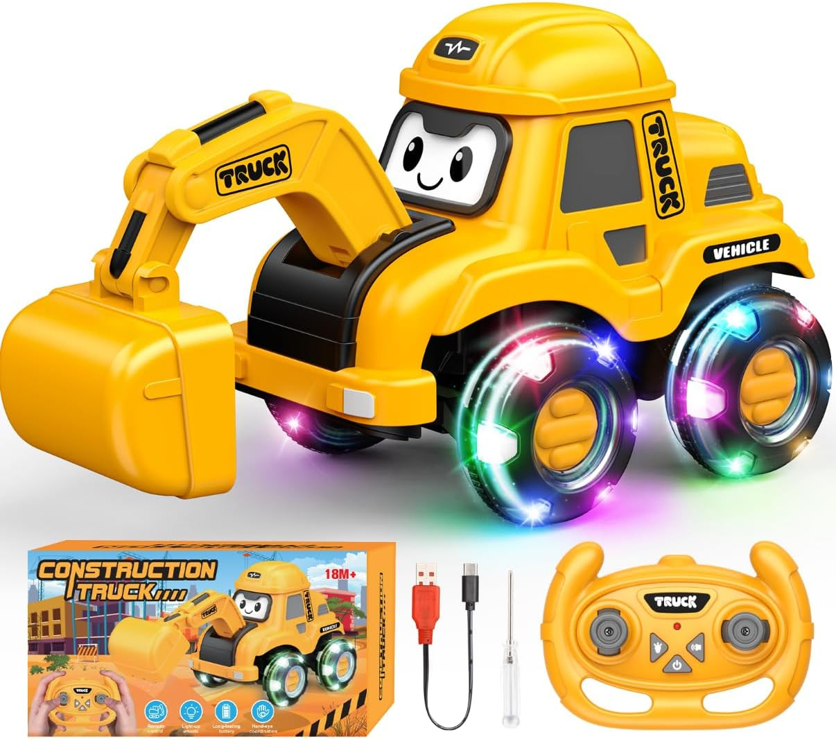 Toddler Remote Control Car with Flashing Light Wheels for 2 3 4 5 6 Year Old Boy