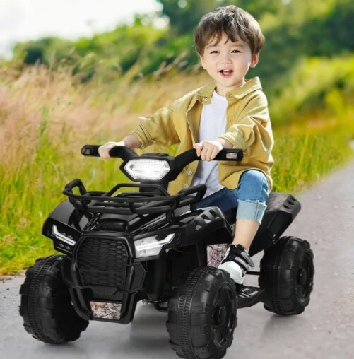 Black camo toddler electric quad 6v 44lbs max 8-12 hours play time