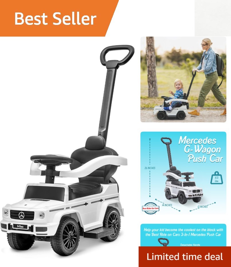 Luxury Mercedes G-Wagon Toddler Stroller and Ride-On Car with Music Function