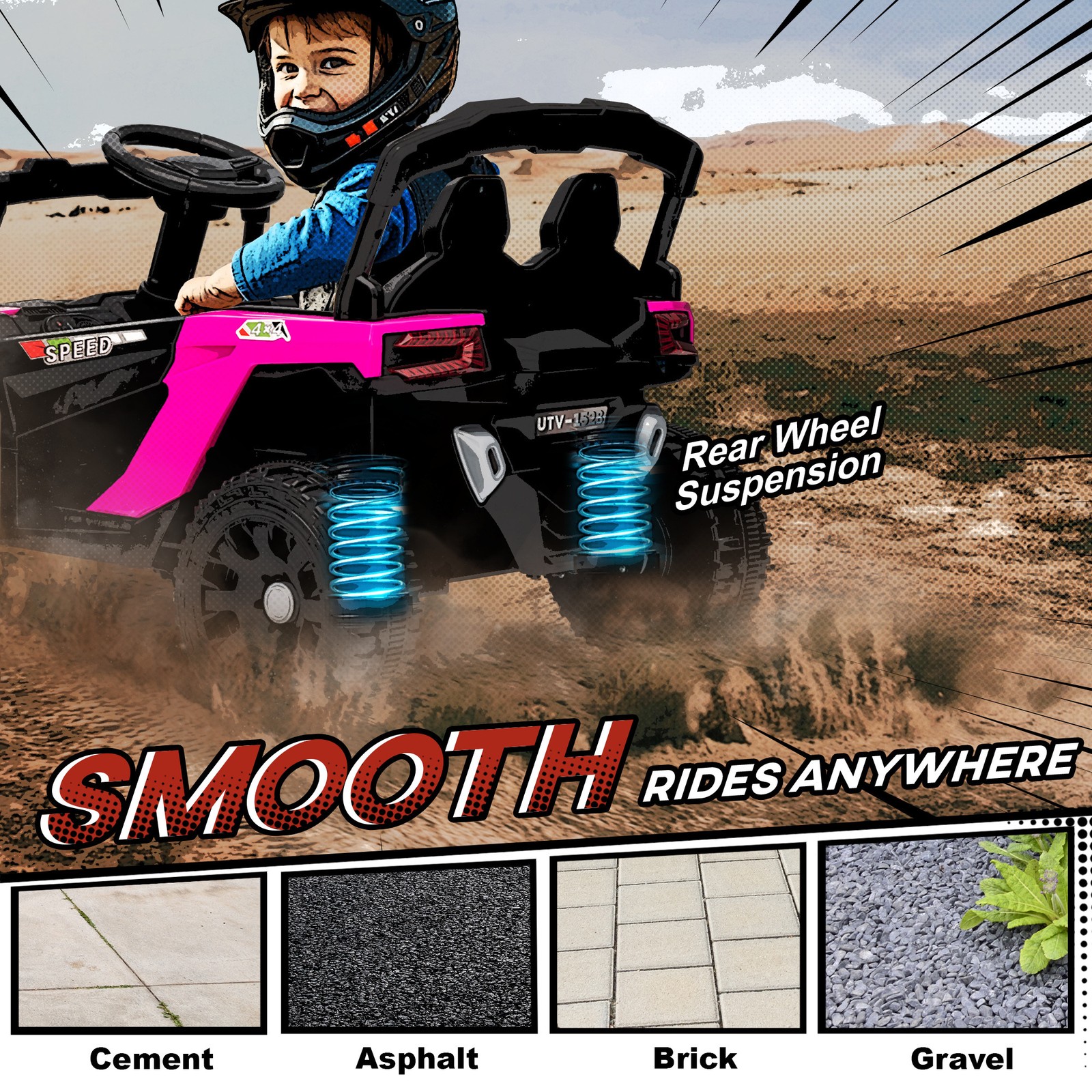 12V Kids Ride On Truck with Dual Motors for 3-5 Boys Girls, Pink