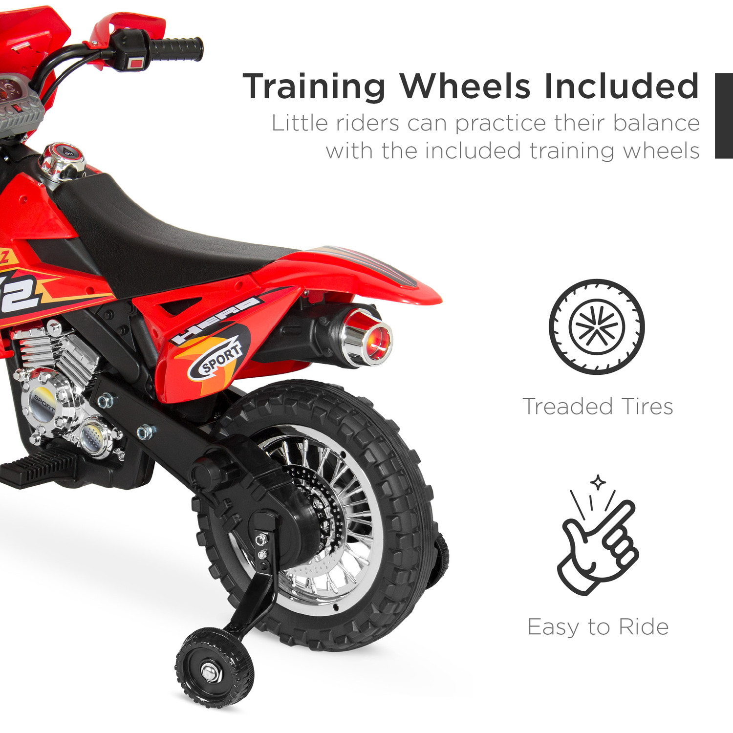 6V Kids Electric Battery Powered Ride on Motorcycle W/ Training Wheels
