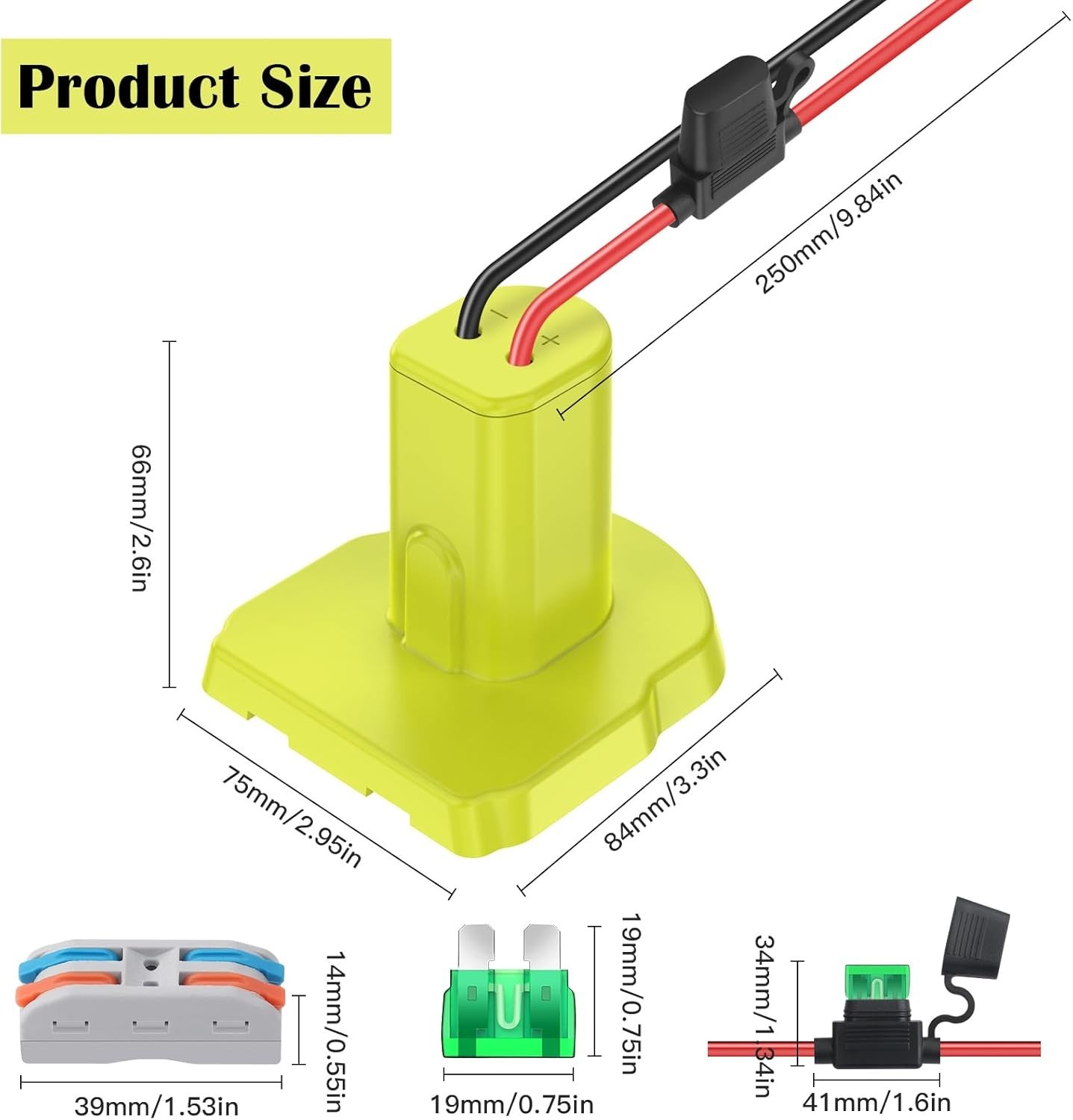 Ryobi 18V Battery Power Wheels Adapter Set – Includes 30 Amp Fuses & Terminals